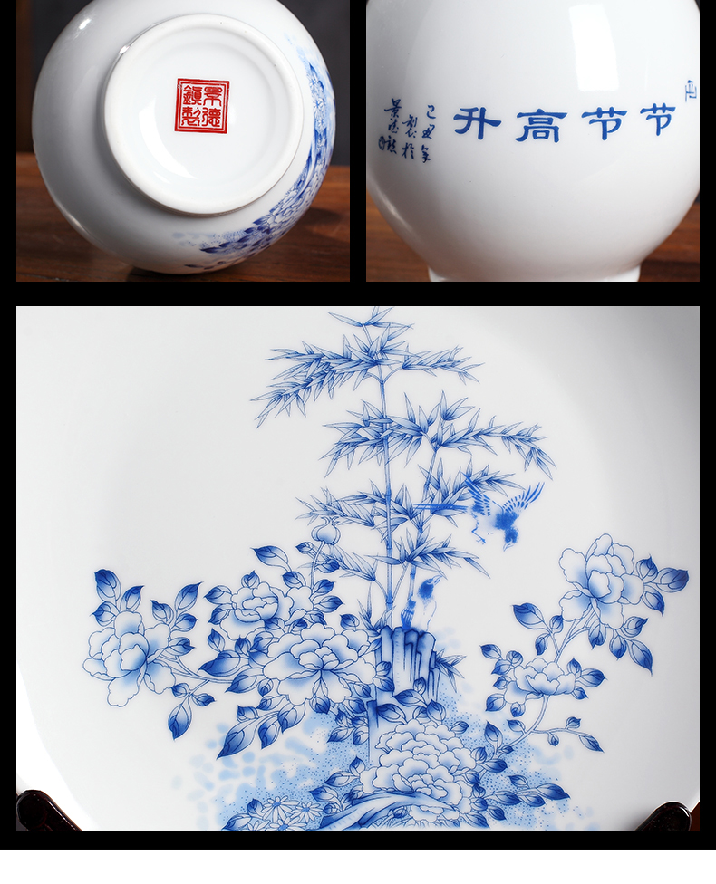 Three - piece suit of blue and white porcelain vase furnishing articles of jingdezhen ceramics handicraft decoration home wine ark, adornment the living room