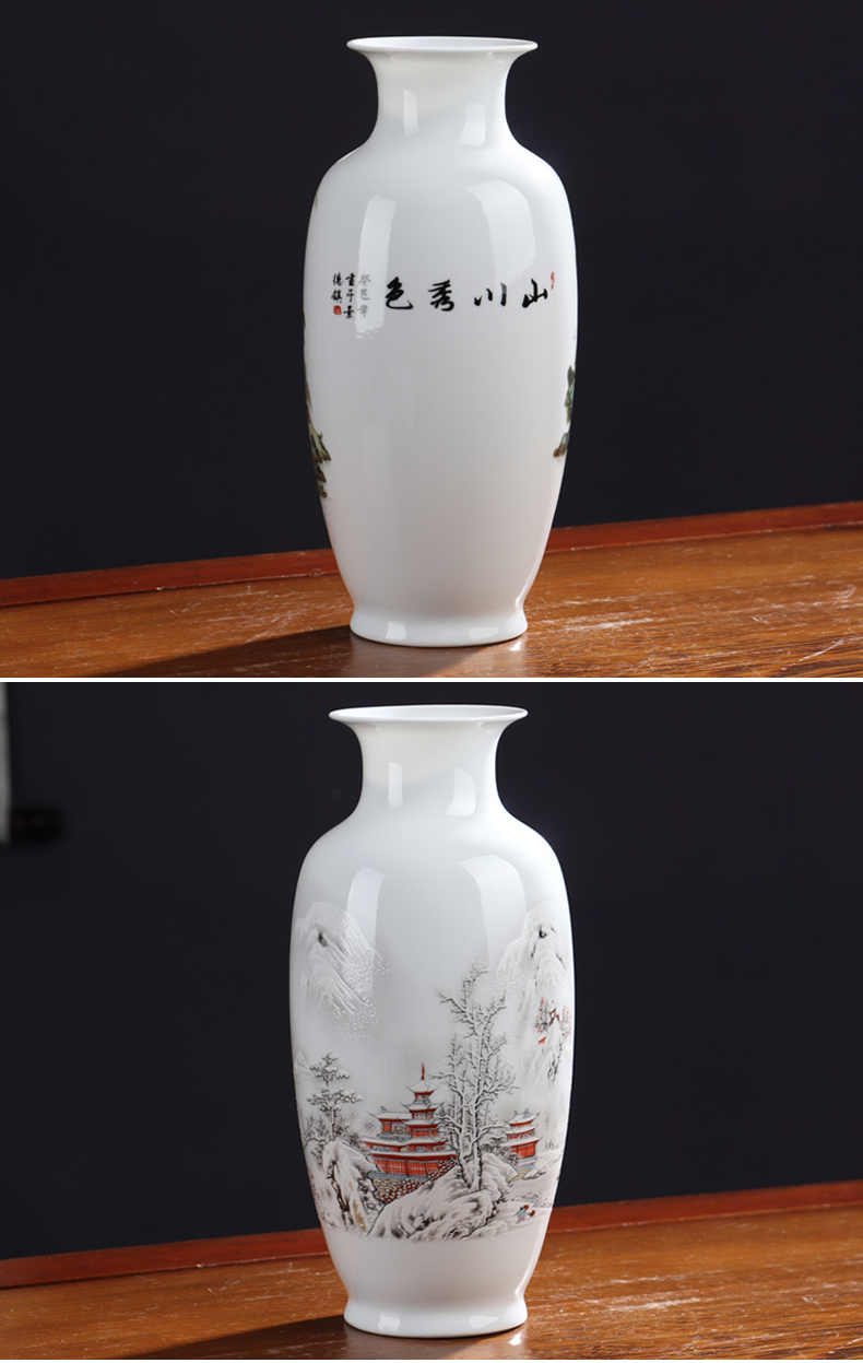 New Chinese style China jingdezhen ceramic vase medium sitting room home decoration flower arranging dried flower crafts