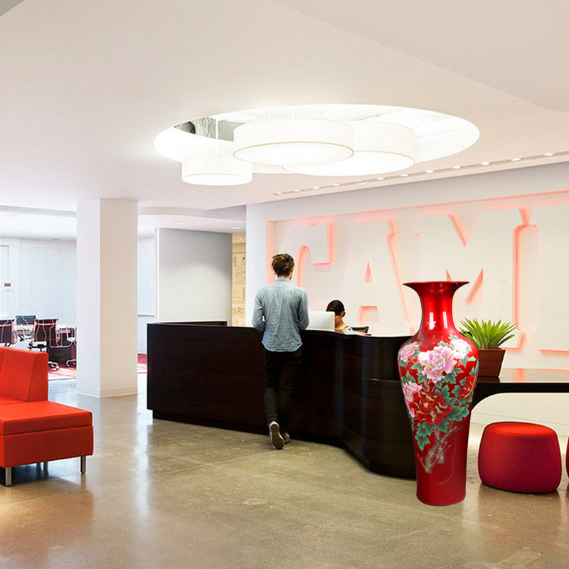 Chinese red furnishing articles sitting room of large vase of jingdezhen ceramics to heavy large opening gifts hotel decoration
