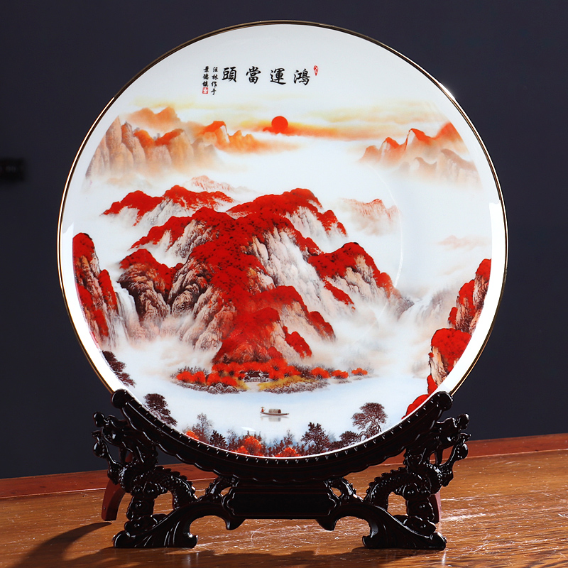 Bone China Ceramic Hanging Plate Jingdezhen Plate Bogu Frame Decoration Wine Cabinet Decoration Decoration Living Room Porcelain Craft Gift Decoration