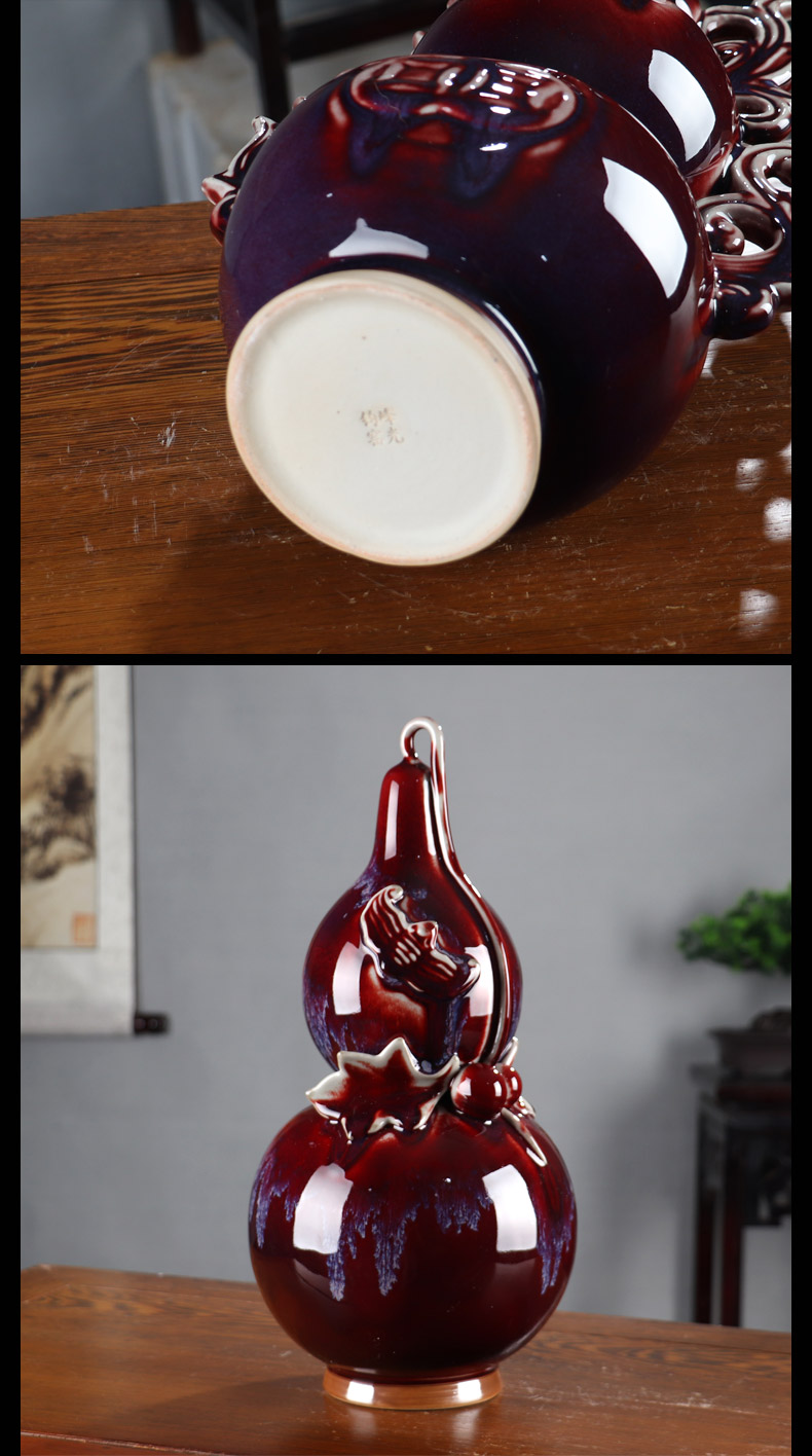 Red bottle gourd jun porcelain of jingdezhen ceramics archaize sitting room home rich ancient frame porch decoration handicraft furnishing articles