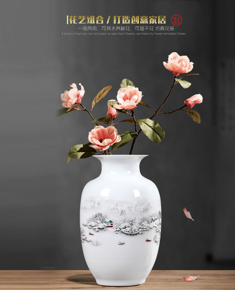 Jingdezhen ceramics floret bottle furnishing articles dried flower arranging flowers sitting room lucky bamboo Chinese blue and white porcelain decorative arts and crafts