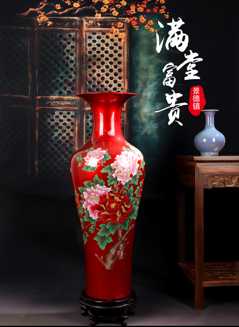 Chinese red furnishing articles sitting room of large vase of jingdezhen ceramics to heavy large opening gifts hotel decoration