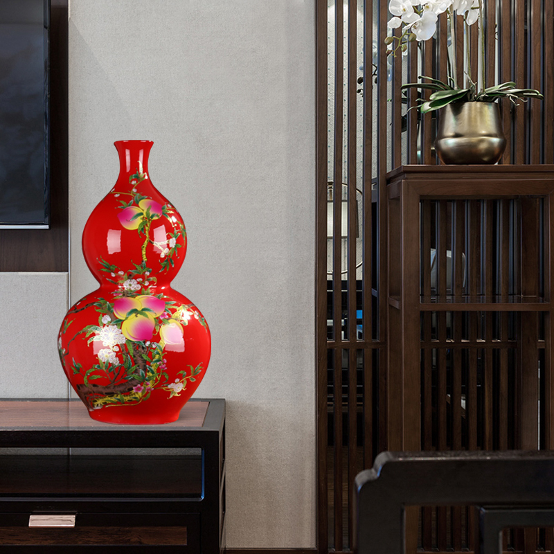 Gourd of large vases, jingdezhen ceramics China red fu lu shou sitting room adornment handicraft furnishing articles