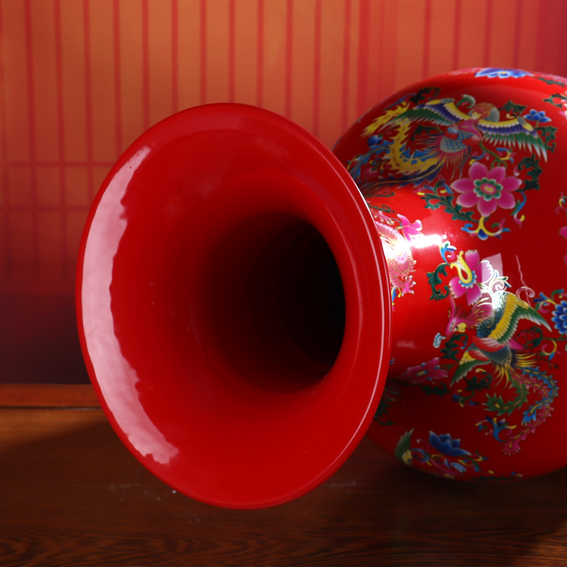 China red large vases, jingdezhen ceramics high TV ark to heavy adornment furnishing articles archaize sitting room