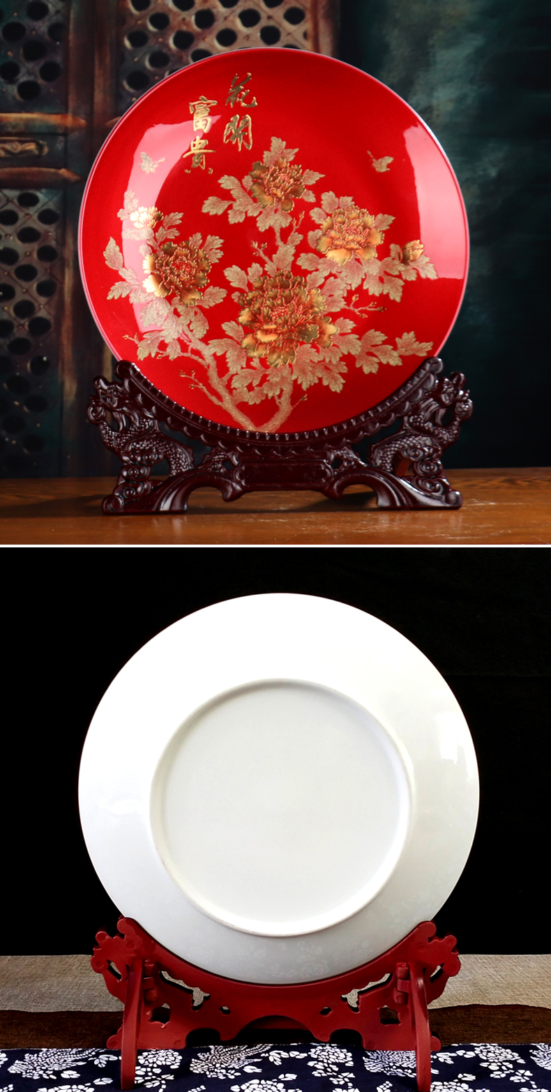 Crystal glaze Chinese red red gold sand vase furnishing articles three - piece jingdezhen large decorative arts and crafts