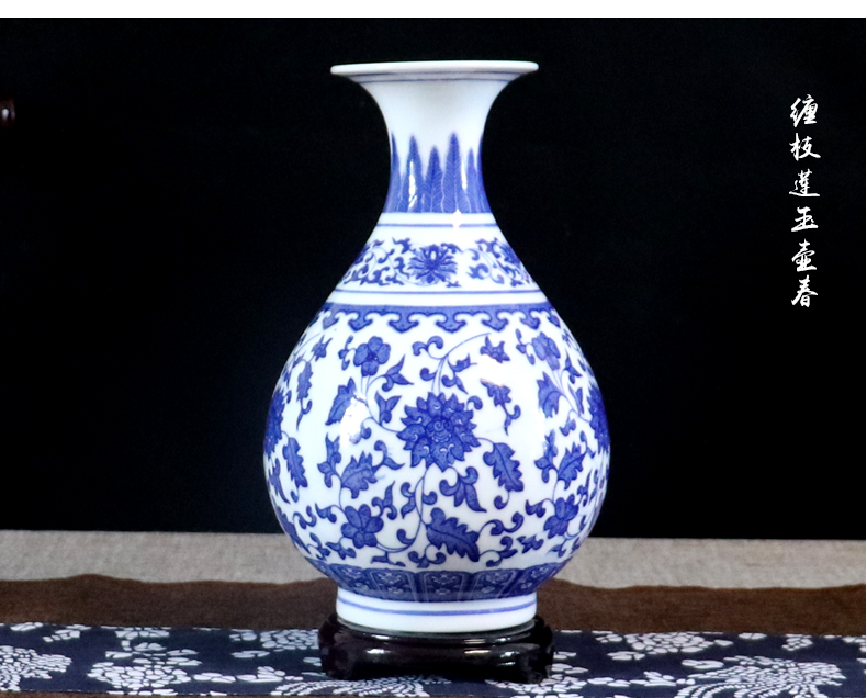 Blue and white porcelain vase furnishing articles flower arranging archaize little sitting room decoration of new Chinese style flower implement of jingdezhen ceramics