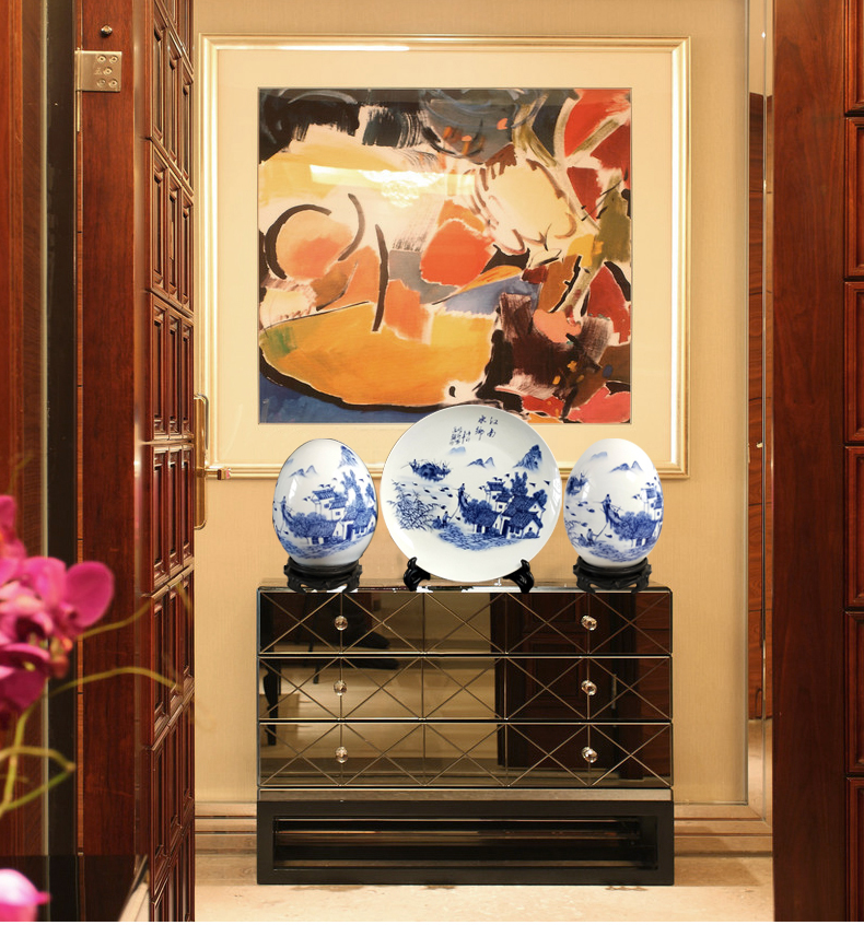 Blessed dense eggs three - piece wine sitting room adornment furnishing articles of jingdezhen ceramics office rich ancient frame decoration process