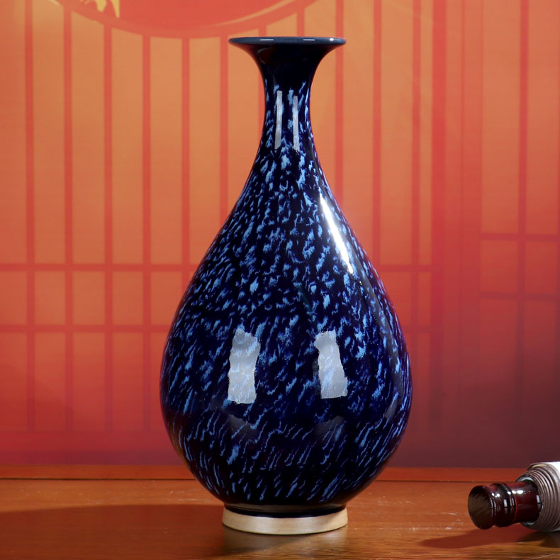 Color glaze blue vase furnishing articles sitting room office dry flower decoration of Chinese style household flower arranging jingdezhen ceramics