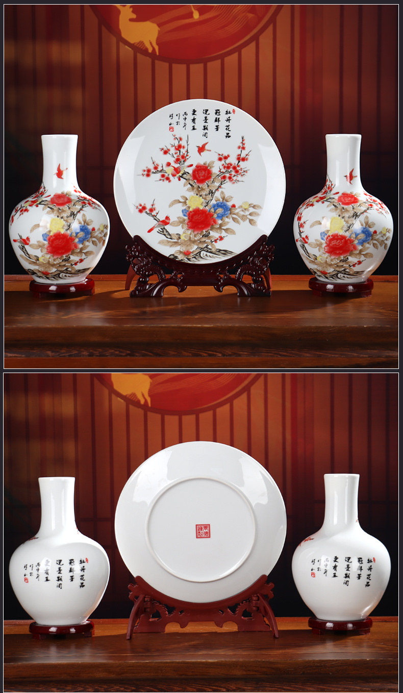 The New three - piece vase furnishing articles dried flower flower arranging jingdezhen ceramic Chinese style household office sitting room adornment