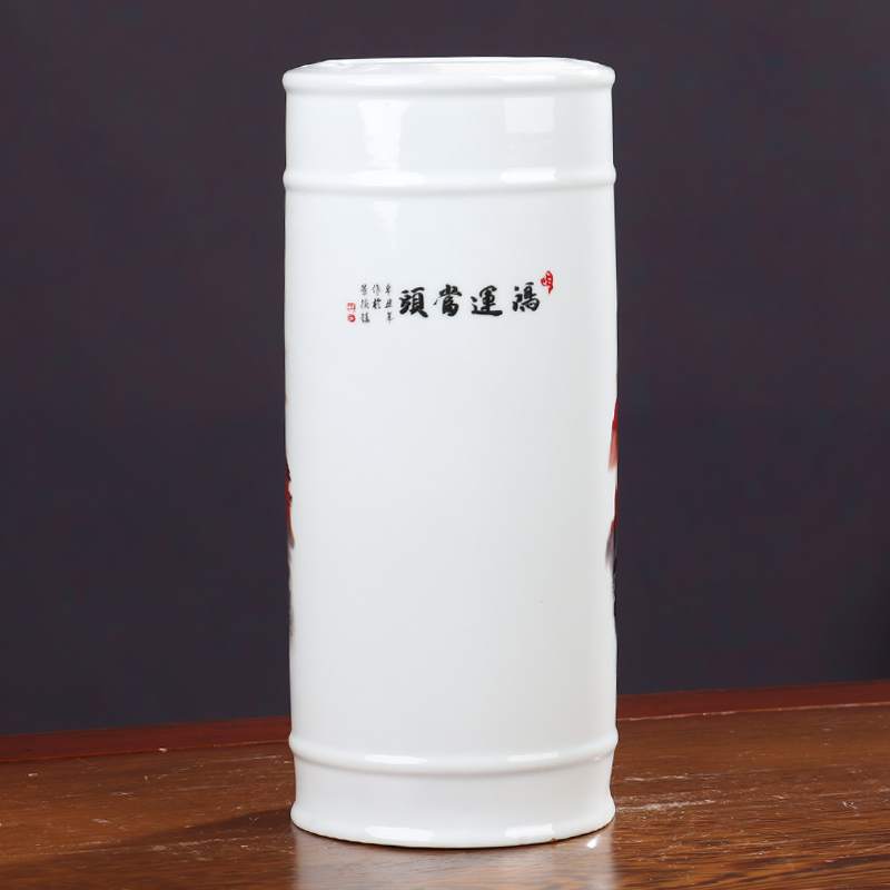 Wish lucky bamboo bamboo tube bottle ceramic vase furnishing articles sitting room flower arranging, jingdezhen household decorations arts and crafts