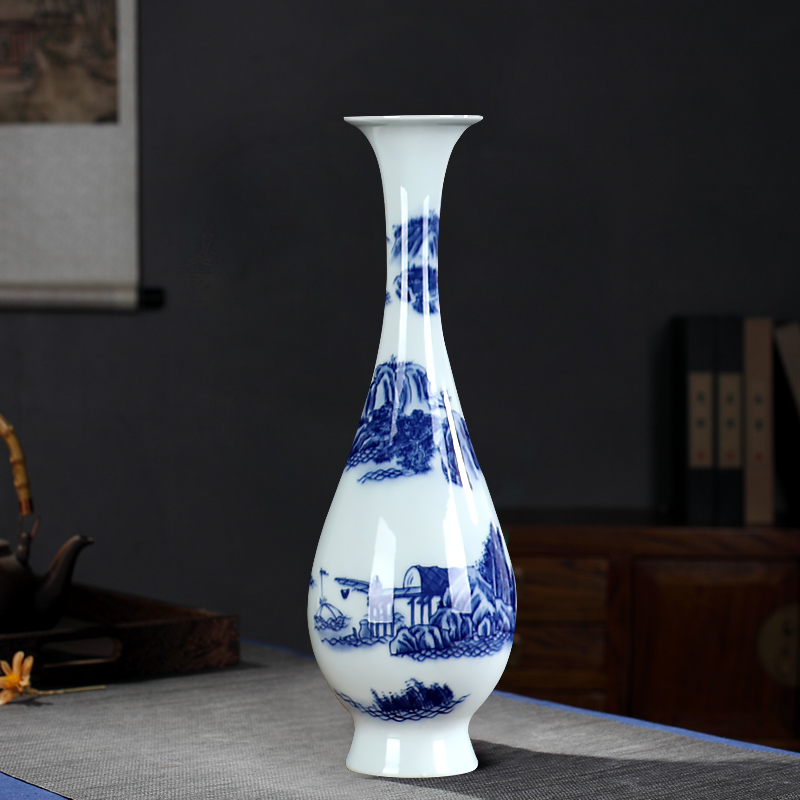 Blue and white porcelain vase furnishing articles sitting room flower arranging contracted and I high model of archaize of jingdezhen ceramics craft ornaments