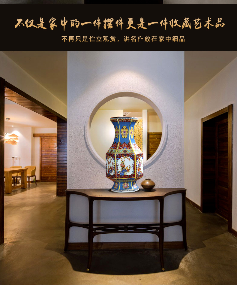 Zodiac furnishing articles sitting room of Chinese style antique vase is colored enamel up jingdezhen ceramics craft ornaments