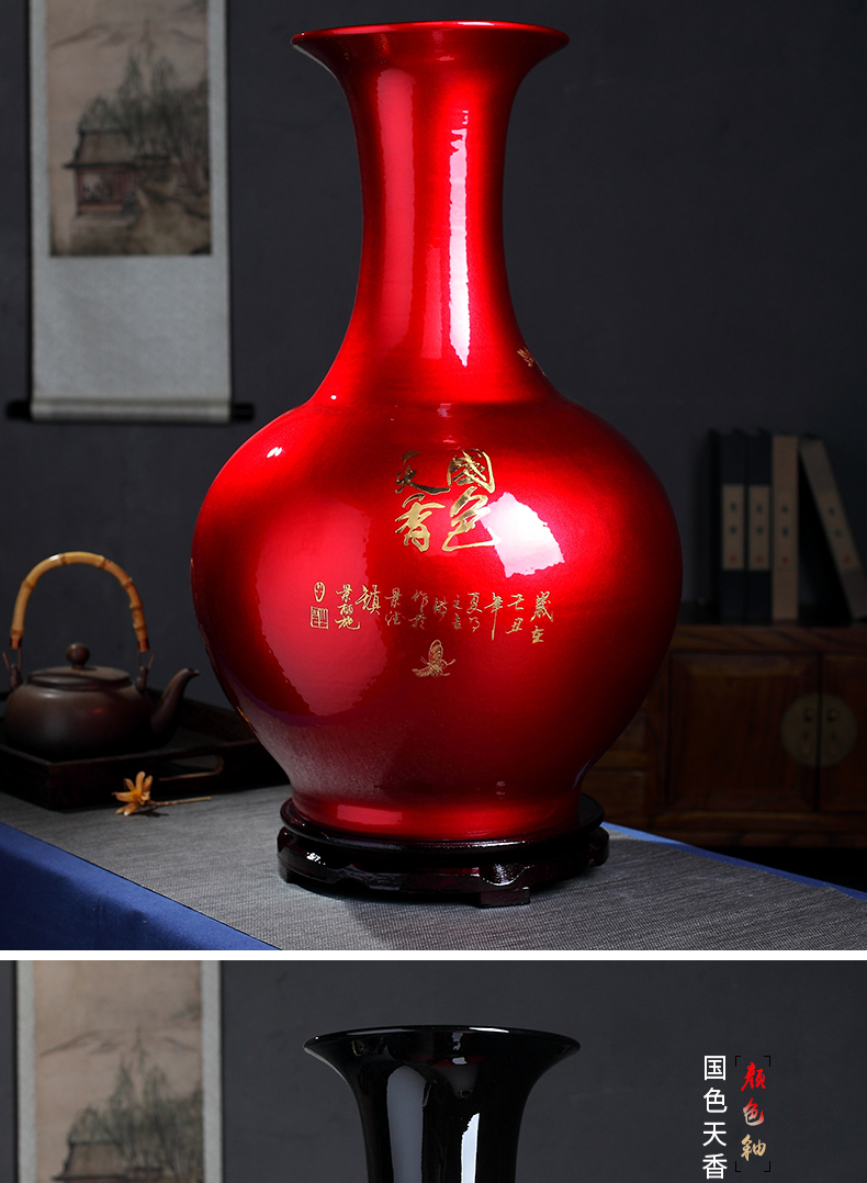 Furnishing articles of sitting room color glaze vase large landing jingdezhen ceramics flower arranging Chinese style household decorative arts and crafts