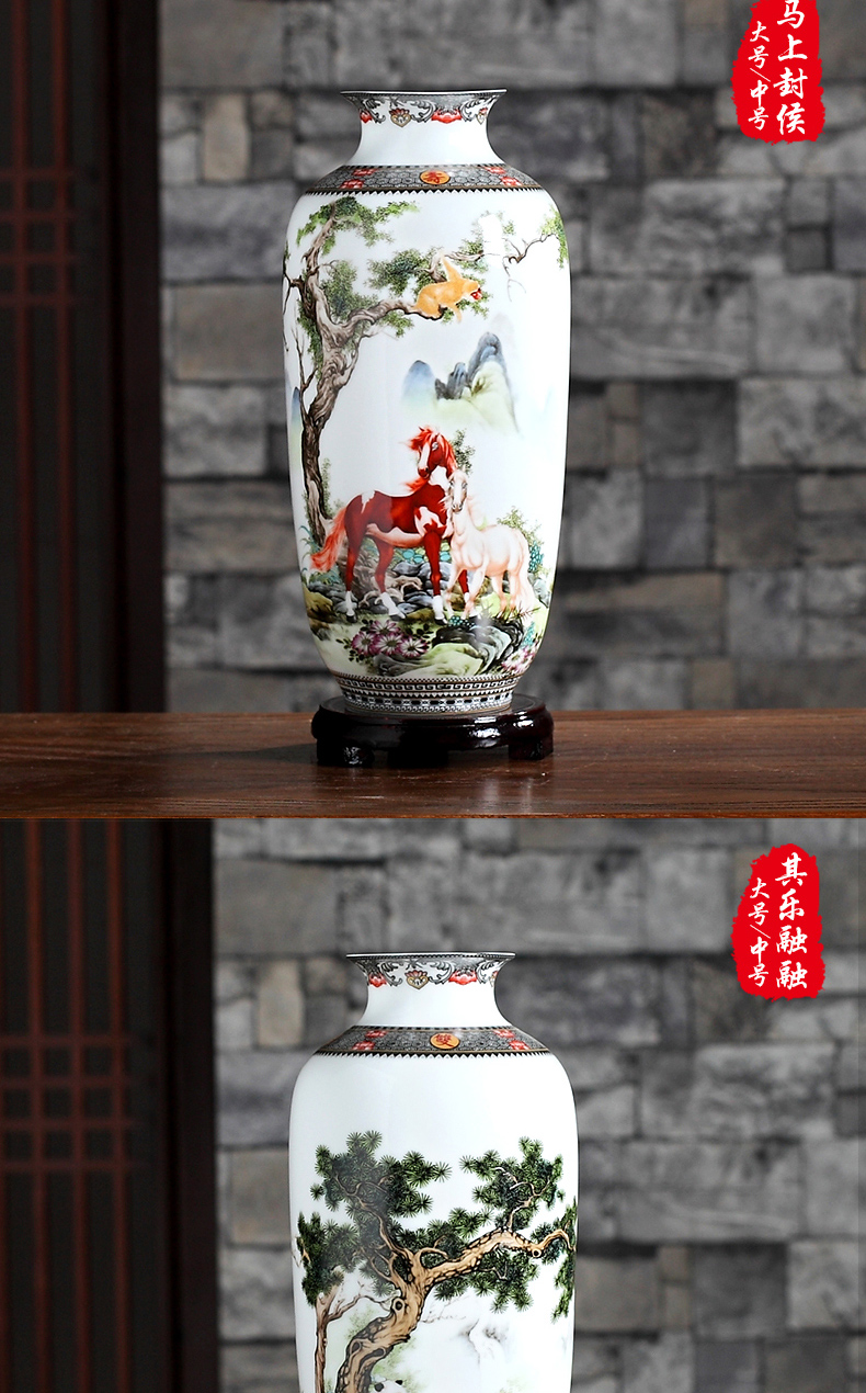 Creative furnishing articles jingdezhen ceramics vase flower arranging dried flowers sitting room decoration of new Chinese style home decoration