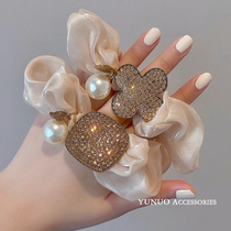 Delicate Pearl Water Drill Large Intestine Hair Ring Head Rope Girls Summer Brief Temperament Zama Tail Balls hair Gluten Hair Rope