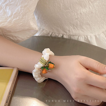 Persimmon Ruyi ~ Summer Elegant Head Rope Lady Brief Temperament Zezuber Hair Leather Gluten Hair Rope Large Intestine Hair Ring Leather Cover