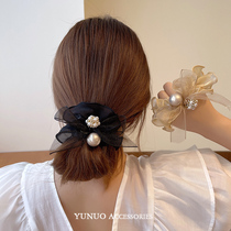 Net yarn butterfly knot head rope hair adorned girls sweet meritza ponytail large intestine hair ring minimalist temperament leather gluten hair rope headgear