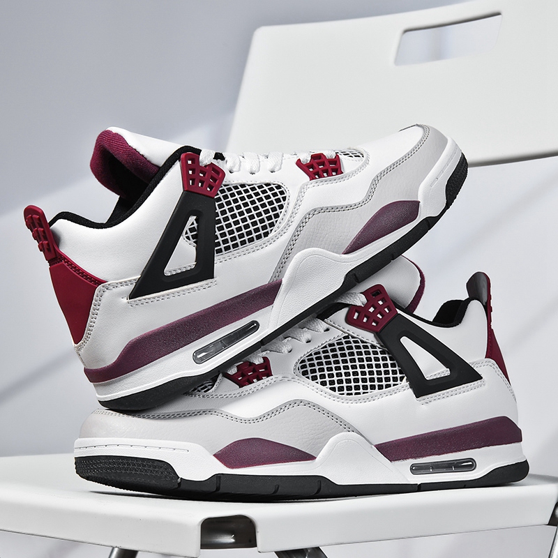 Putian Basketball Men's Shoes Aj4 Mid-Top Practical Sports Shoes Casual Air Cushion Shock-Absorbing Jo4 Youth Student Trendy Shoes