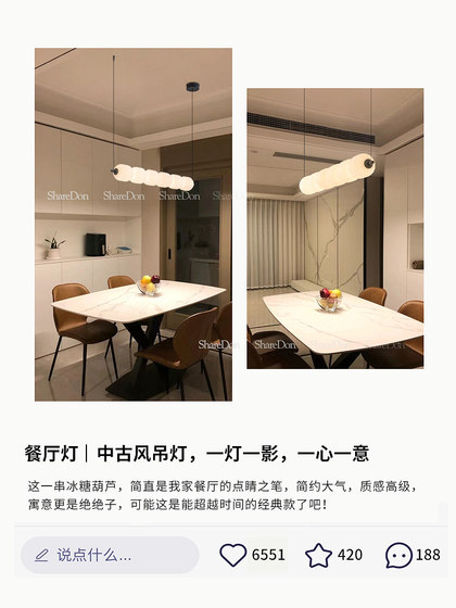 Sharedon Wabi-Sabi Style Chandelier, Modern Creative Art Dining Table, Trendy Tea Room Long Strip Lighting