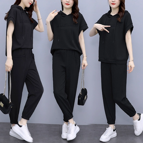 Спортивный костюм, толстовка, штаны, комплект, подходит для полных девушек, большой размер