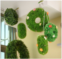 Simulation Grass Ring Flower Ring Milan Grass Four-Head Lawn Artificial Carpet Turf Plastic Grass Hotel Decorate Grass Ring