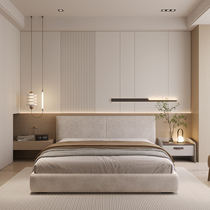 Complete package installation hard package background wall lamp with wood veneer wainscot wall decoration modern sofa bedroom customization