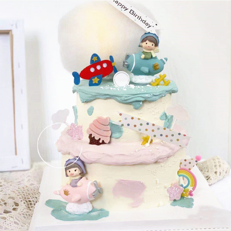 Bake Birthday Cake Decoration for men and women Pilot Doll Swing Pieces 1 4 Inches Sleeve Wrench Machine Stars Yunduo Birthday Jack Plugin