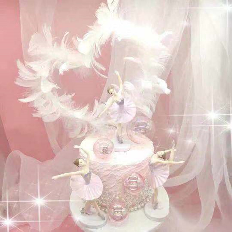 Birthday Cake Decoration Ballet Girl 3 pieces Pendulum Pieces Meritocracy Pink Ribbon Cake Decoration Dessert Dress