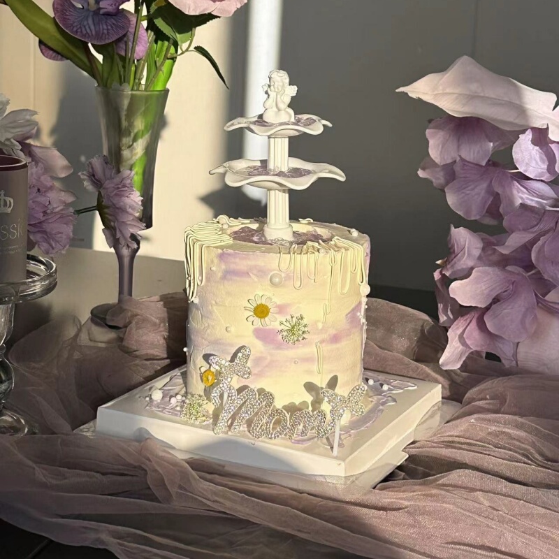 2026 Mother's Day Wishing Pool Cake Decoration Ornaments, Beautiful Pearl Diamond Butterfly Mom Holiday Topper