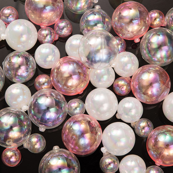 创意幻彩透明球生日蛋糕装饰唯美炫彩奶白球派对烘焙甜品装扮配件