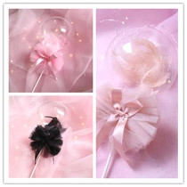 Net Red birthday cake decoration badminton transparent wave ball plug-in puffy gauze balloon birthday party dress up