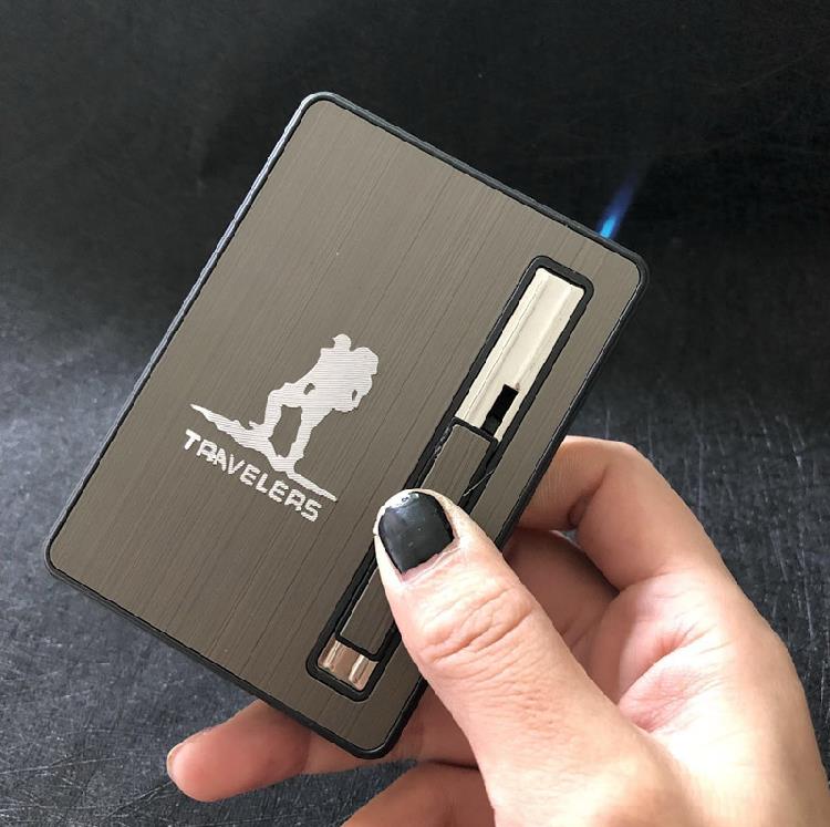 Vỏ thuốc lá có sạc nhẹ hơn 10 que di động một hợp kim nhôm không gỉ ném bom tự động ngoài trời - Bật lửa bật lửa đẹp độc lạ