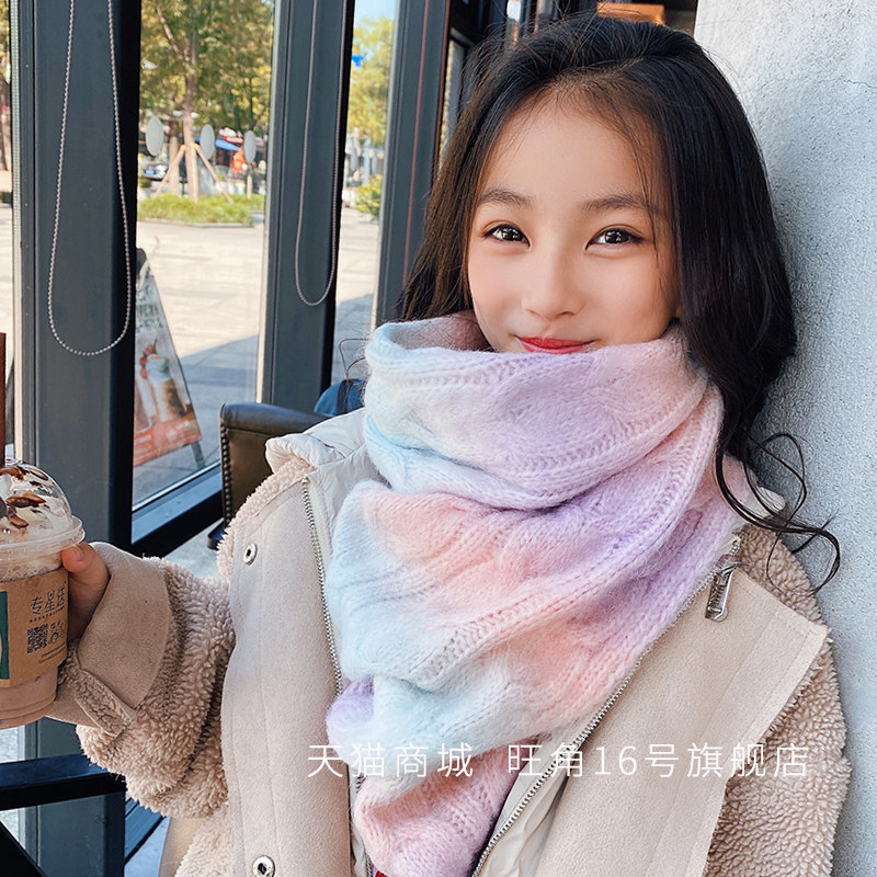 2021 Winter children scarves girl Ma Haimao knit surrounding neck Han version girl foreign pie hair line casual warm wave