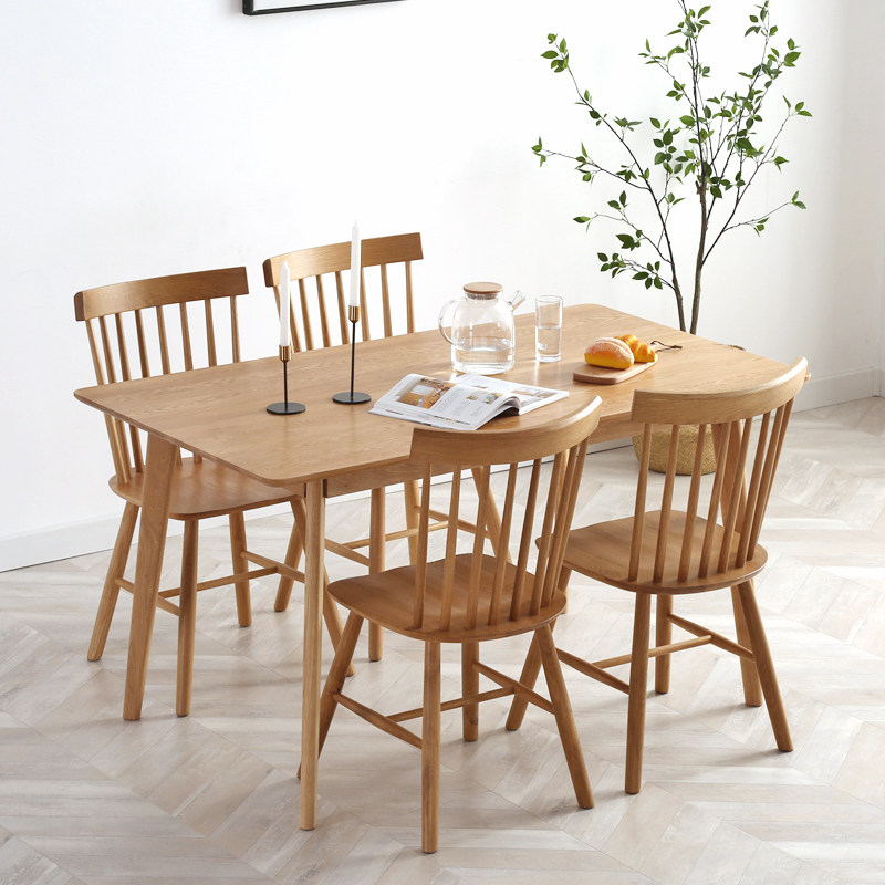 Nordic Solid Wood Dining Table And Chairs Home Small Family Dining Table Modern Minima White Oak Bookseller Black Walnuts Wood Desk