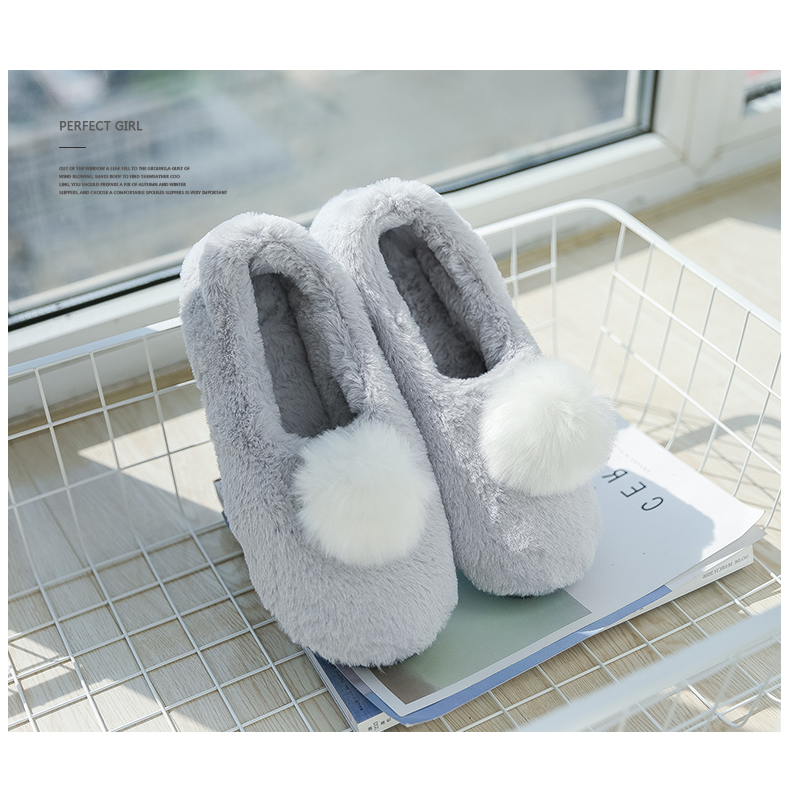 Dép cotton mùa đông nữ đáy dày dễ thương với nhà trong nhà chống trơn ấm dep đi trong nhà
