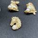 ນົກ, Rabbit, Horse Mini Brooch, Natural Freshwater Pearl, Sand Gold, Retro Animal Anti-Light V-neck Pin, Gold Plated