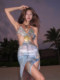 Swimsuit women's high-end 2025 hot spring sexy pure bikini beach vacation three-piece set beautiful slit long skirt