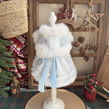 Mz pet clothing original pet dog cat new year tang suit chinese style plus velvet warm advanced light blue