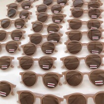 About new Korean circular milk tea almond sunglasses polarized tea color net red with the same sunglasses Baixia