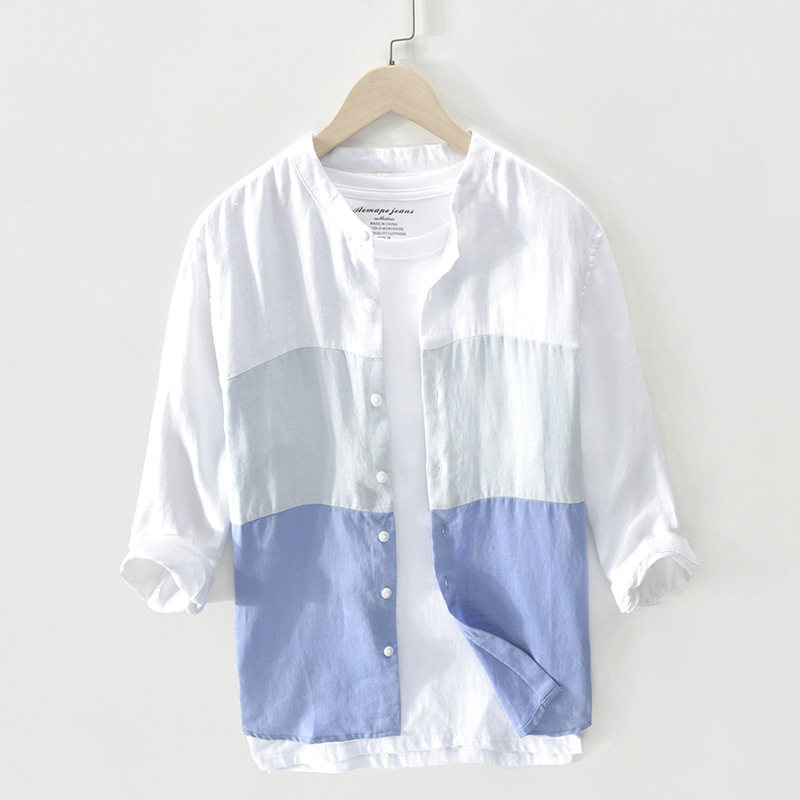 Seven-sleeve Little Linen Shirt New Style Piece Casual Shirt Shirt Shirt Linen Men Shirt
