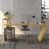 Simple modern wrought iron solid wood writing long table Desktop computer table Conference table American retro desk Boss table