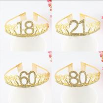 New European and American first birthday cake crown digital birthday hat bridal party banquet rhinestone hair accessories headband