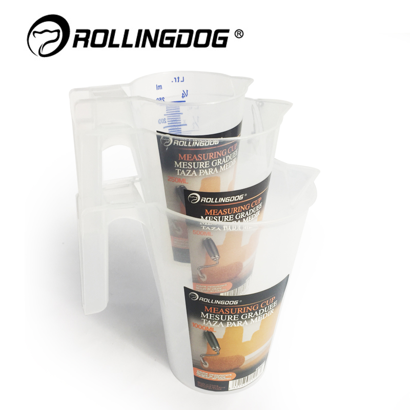 rollingdog measuring cup thickened plastic transparent 100ml500ml1000ml paint tool with scale