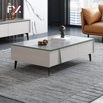 Rock board coffee table table living room household small apartment light luxury modern simple small table solid wood Italian minimalist living room table
