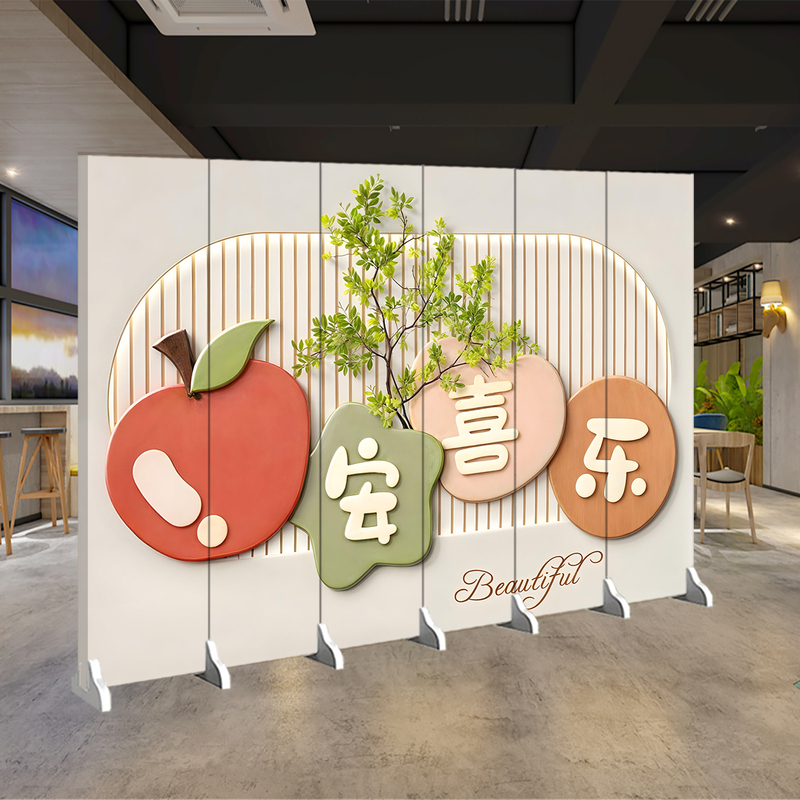 Trendy Screen Partition for Living Room, Foldable and Movable, Suitable for Food and Drink Shops, Tattoo Studios, Industrial Style, and Photo-Worthy Background