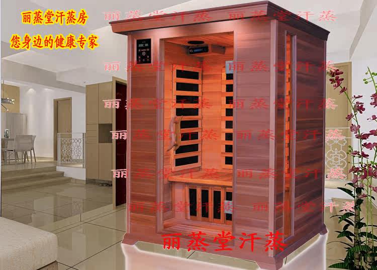 паровая сауна 尊享红雪松碳板房频谱屋/双人汗蒸房/家用桑拿房/汗蒸箱电气石