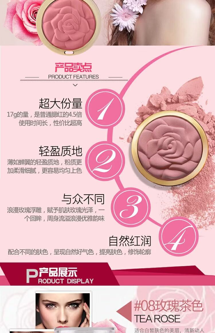 Milani dập nổi cánh hoa hồng phấn trang điểm nude chính hãng tự nhiên tan đỏ phấn rouge làm sáng da khả năng sửa chữa Hoa Kỳ - Blush / Cochineal má hồng dior