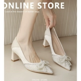 Сексуальная обувь с бантиком на высоком каблуке, сумка с заостренным носом, в стиле Шанель, французский стиль