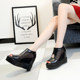 2025 spring and summer new inner heightening fish mouth shoes women's waterproof platform platform shoes summer shoes black mesh sandals